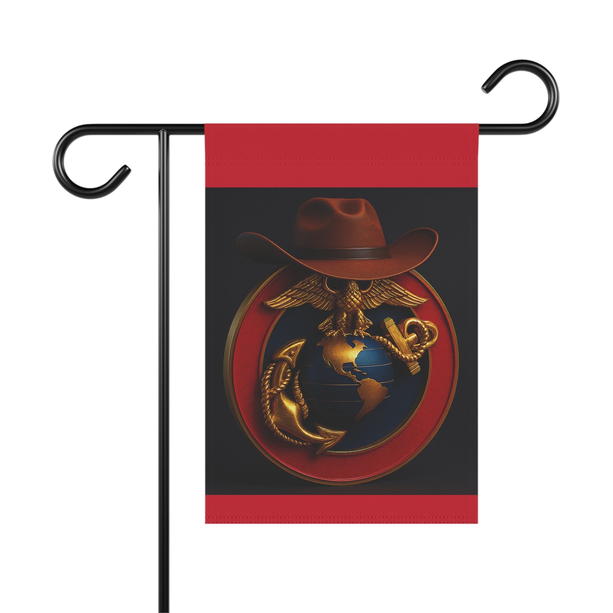 Patriotic Garden Banner with Eagle and Globe Design