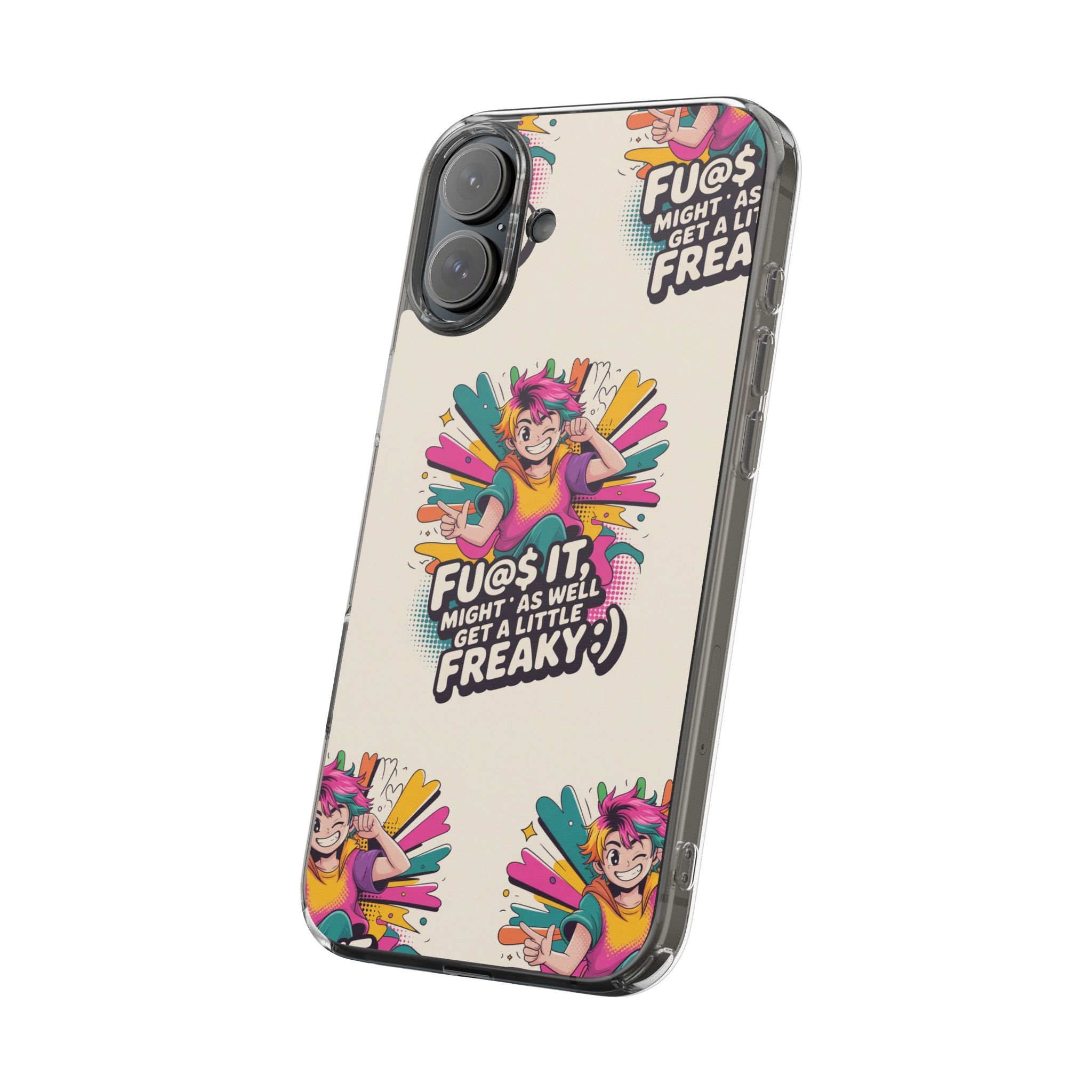 Funky Clear Phone Case with Colorful Graphic