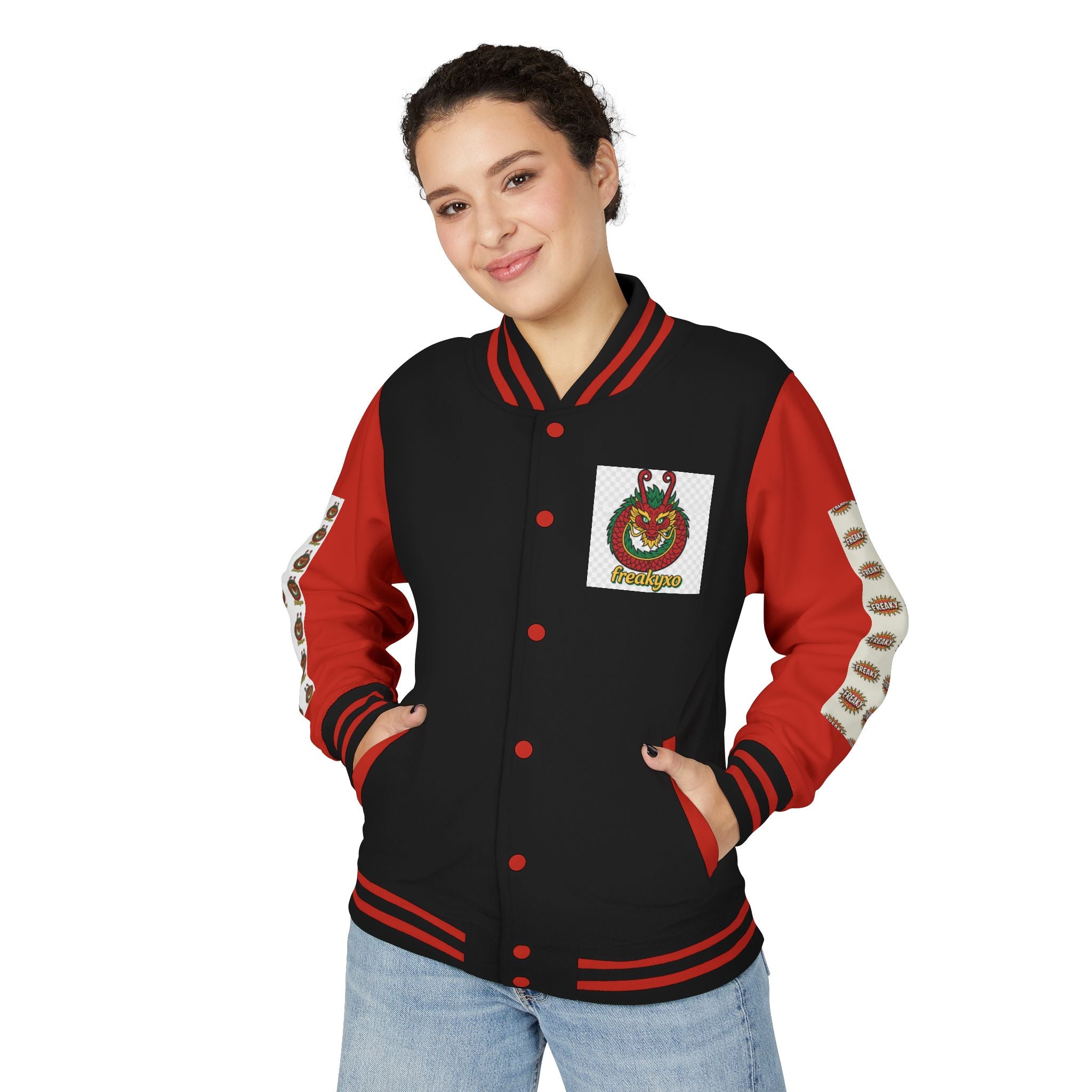 Retro Letterman Jacket with Cheerful Graphics