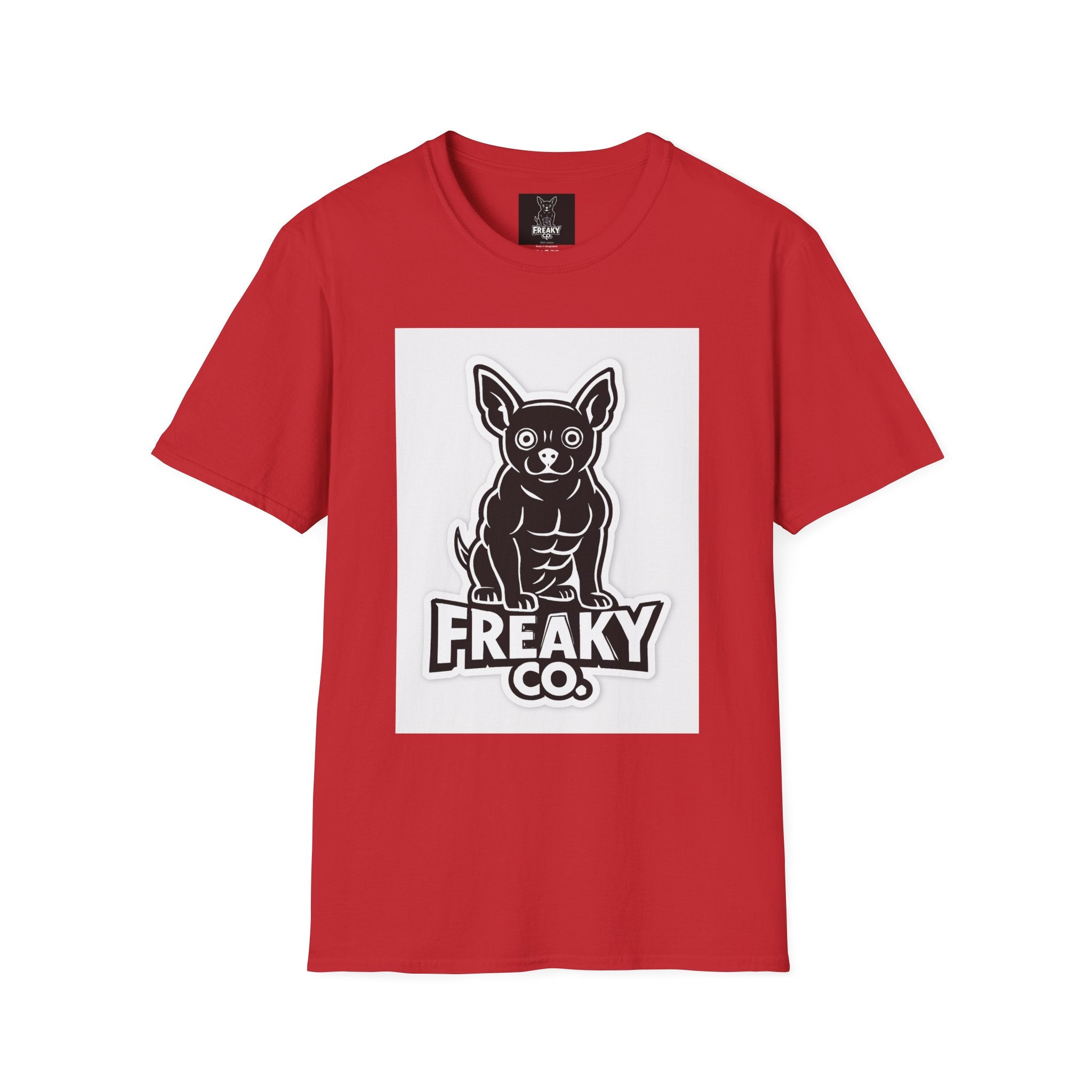 Freaky Co. Unisex Softstyle T-Shirt with Playful Chihuahua Design