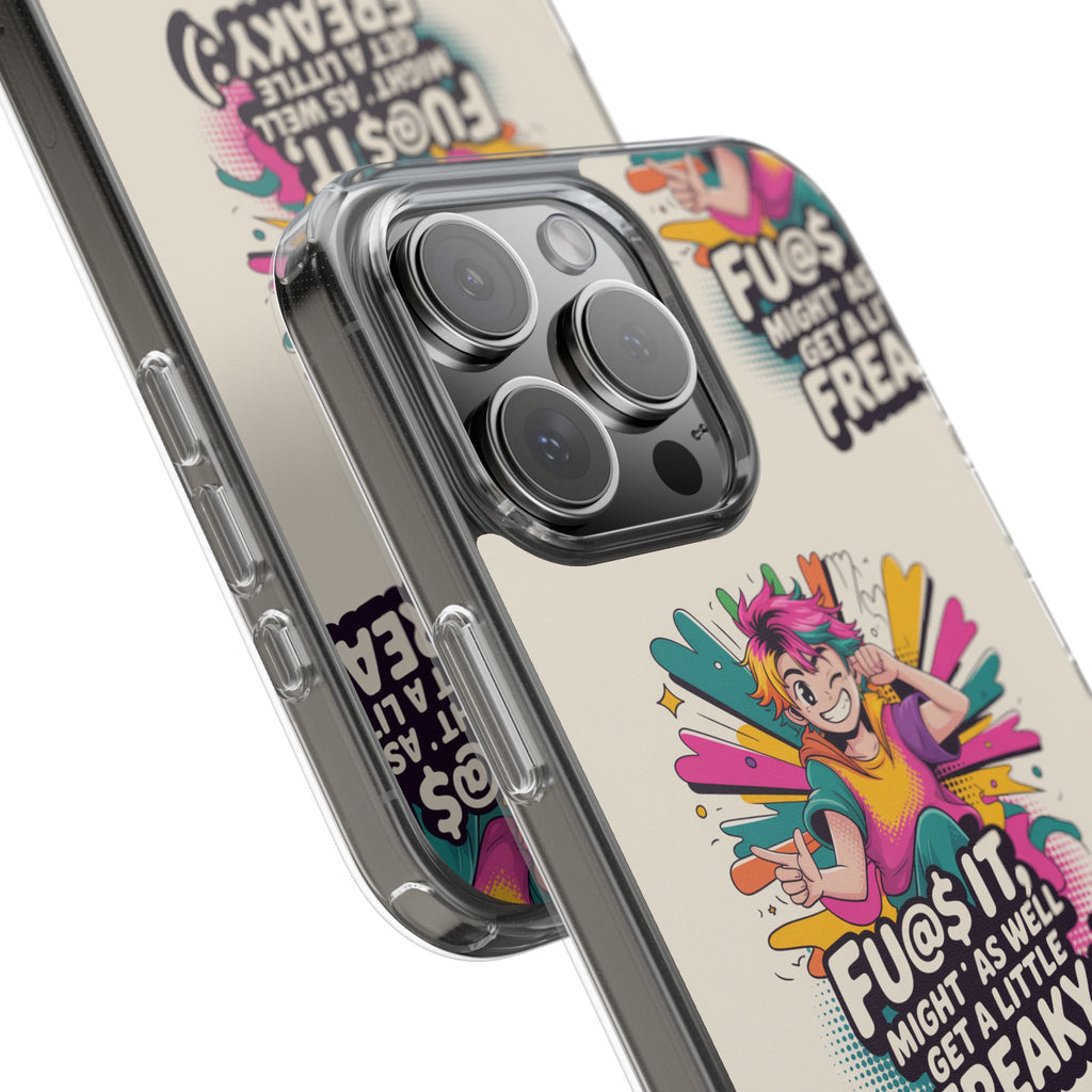 Funky Clear Phone Case with Colorful Graphic