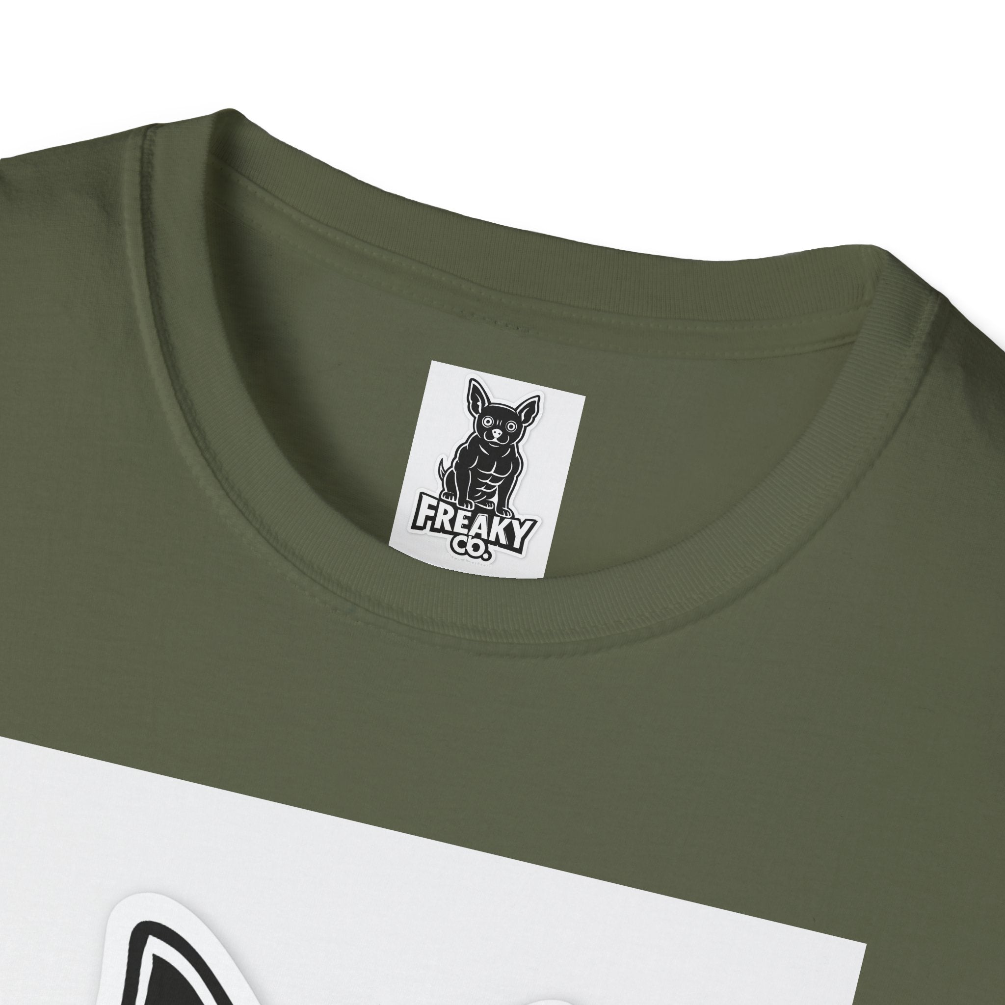 Freaky Co. Unisex Softstyle T-Shirt with Playful Chihuahua Design