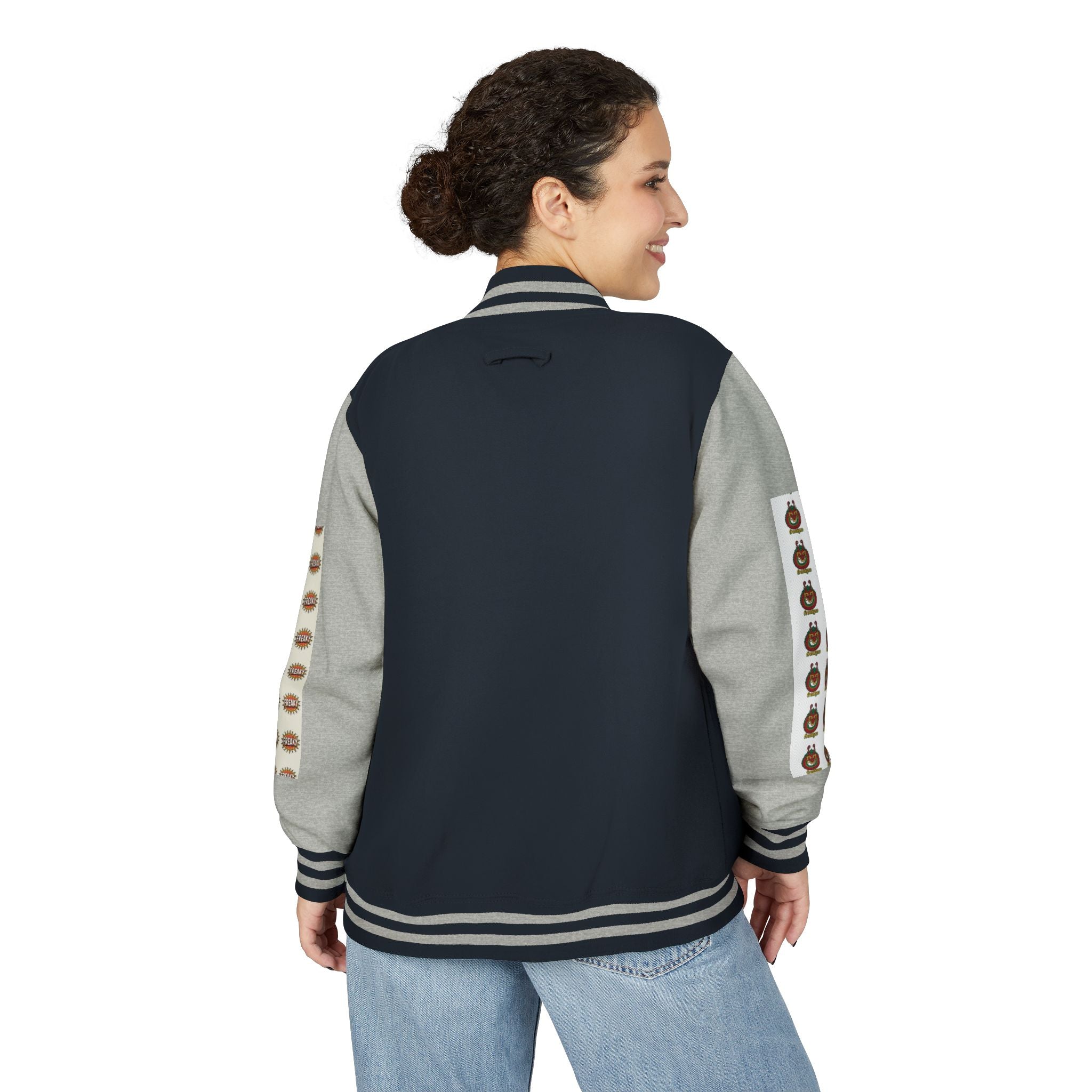 Retro Letterman Jacket with Cheerful Graphics