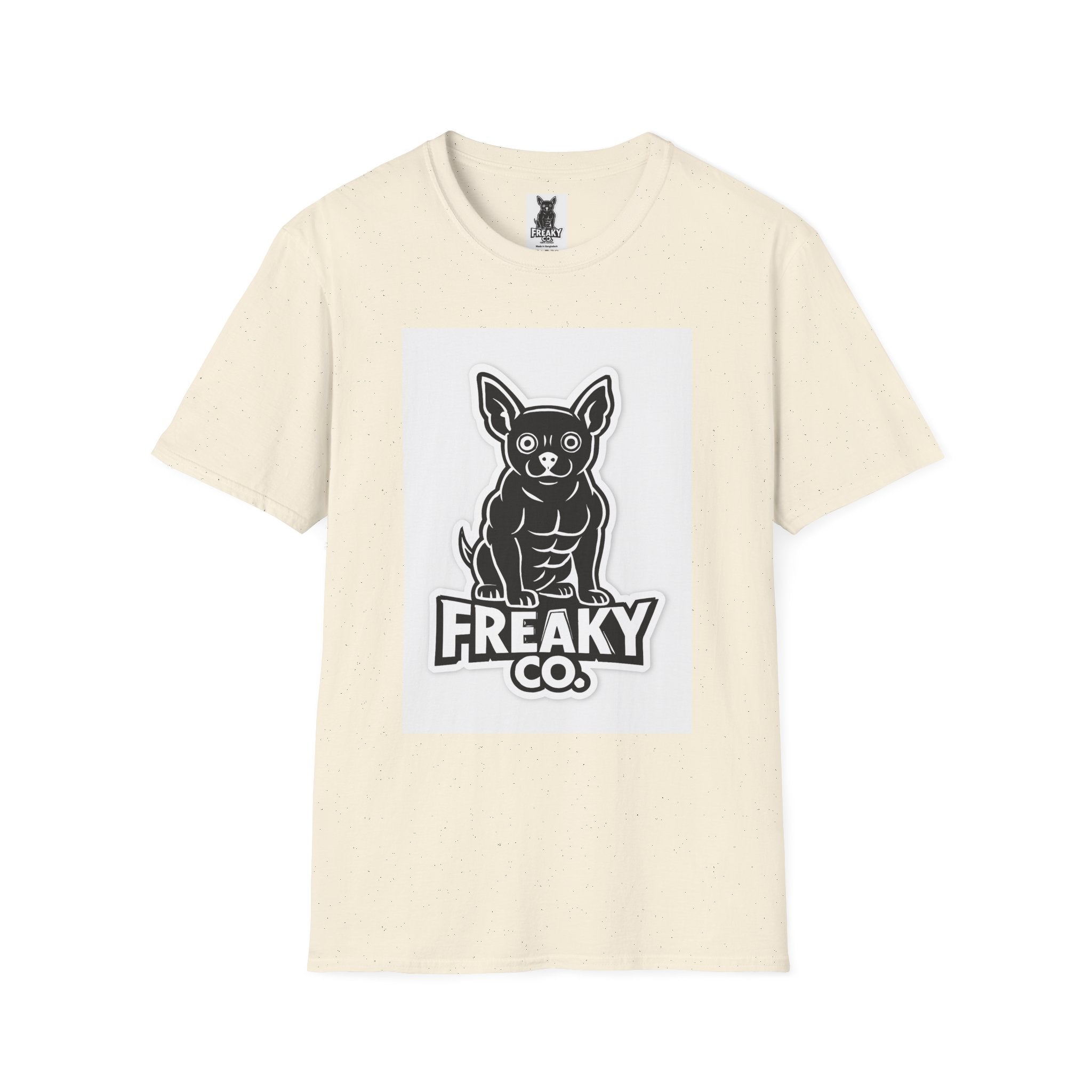 Freaky Co. Unisex Softstyle T-Shirt with Playful Chihuahua Design
