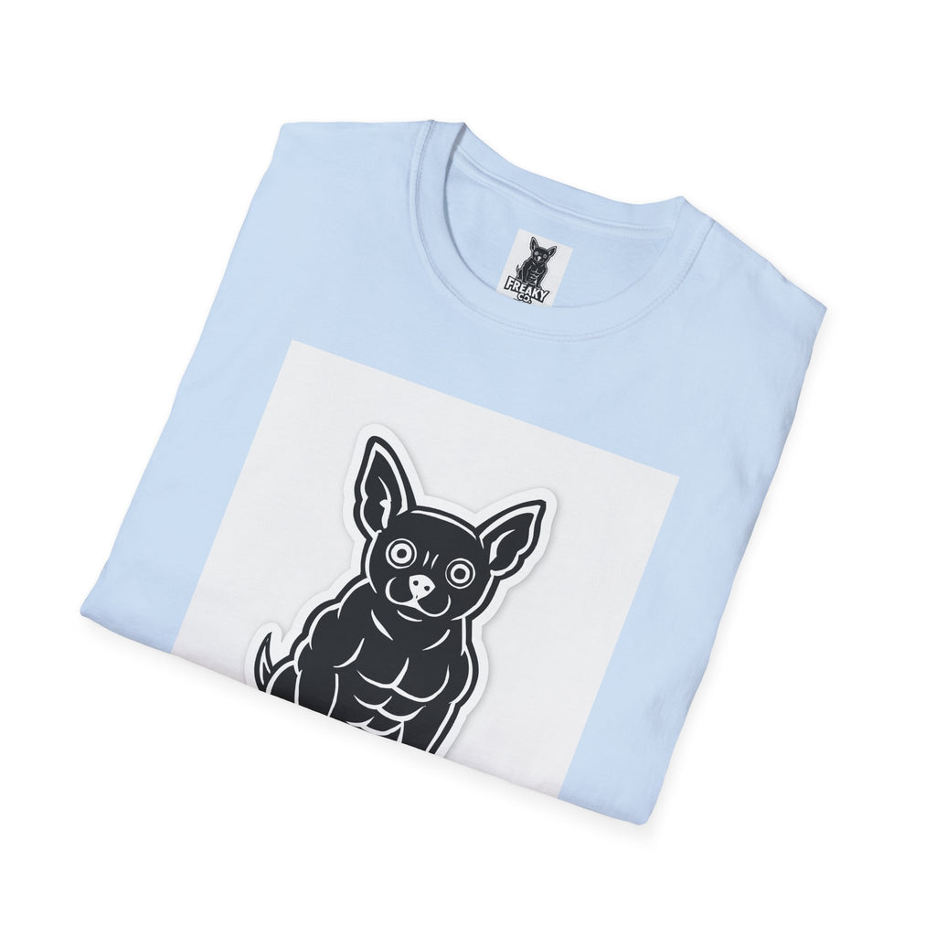 Freaky Co. Unisex Softstyle T-Shirt with Playful Chihuahua Design