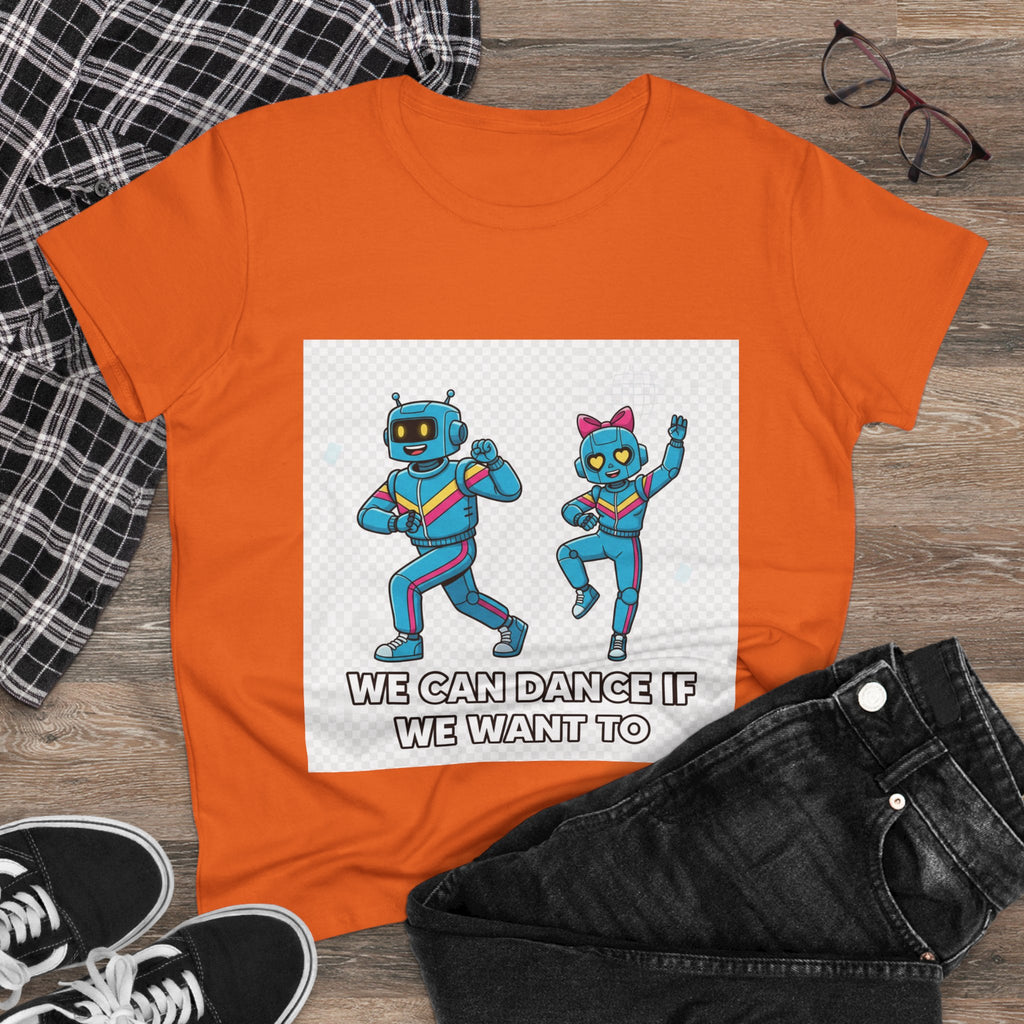 Dancing Robots Tee — “We Can Dance If We Want To” Women's Cotton T‑Shirt
