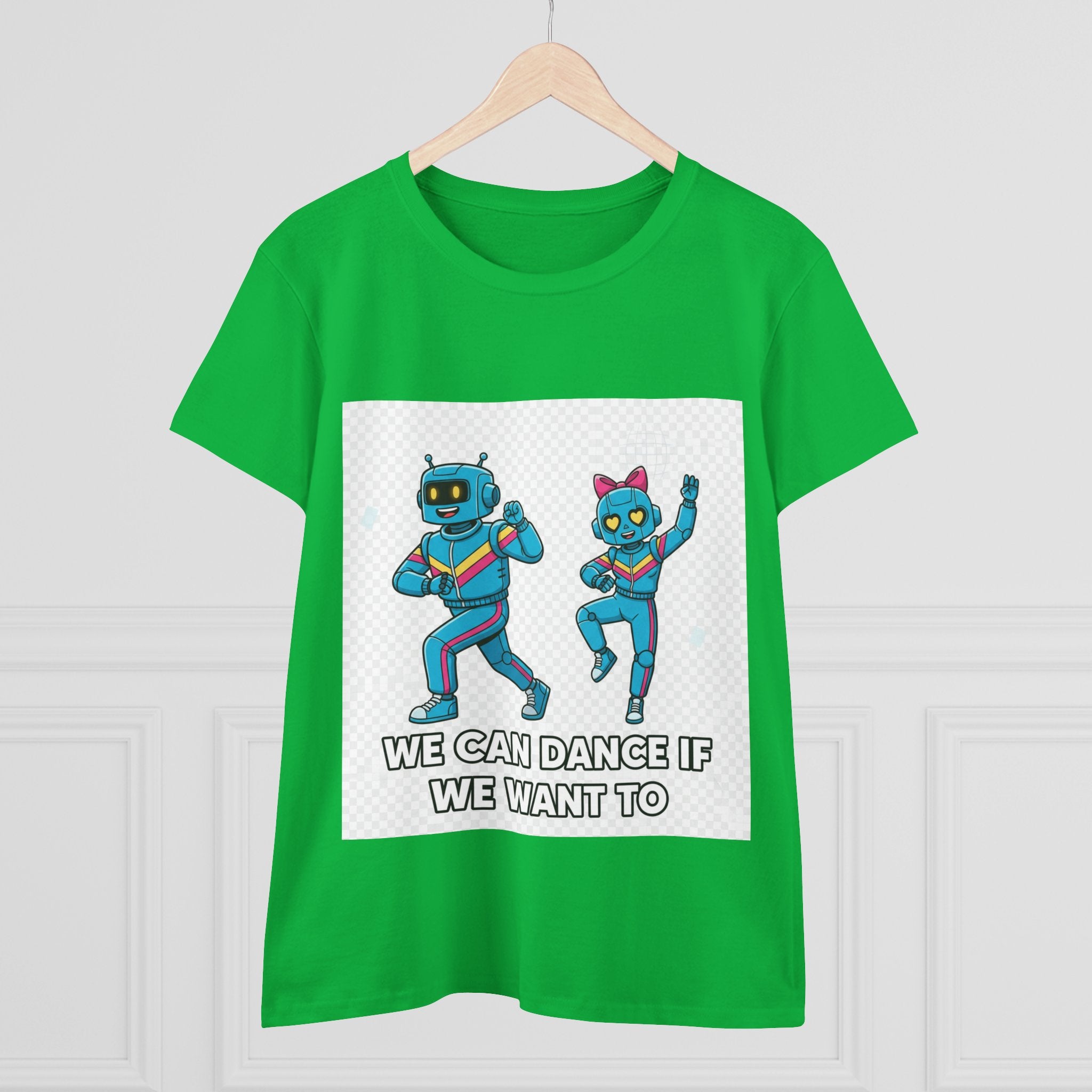Dancing Robots Tee — “We Can Dance If We Want To” Women's Cotton T‑Shirt
