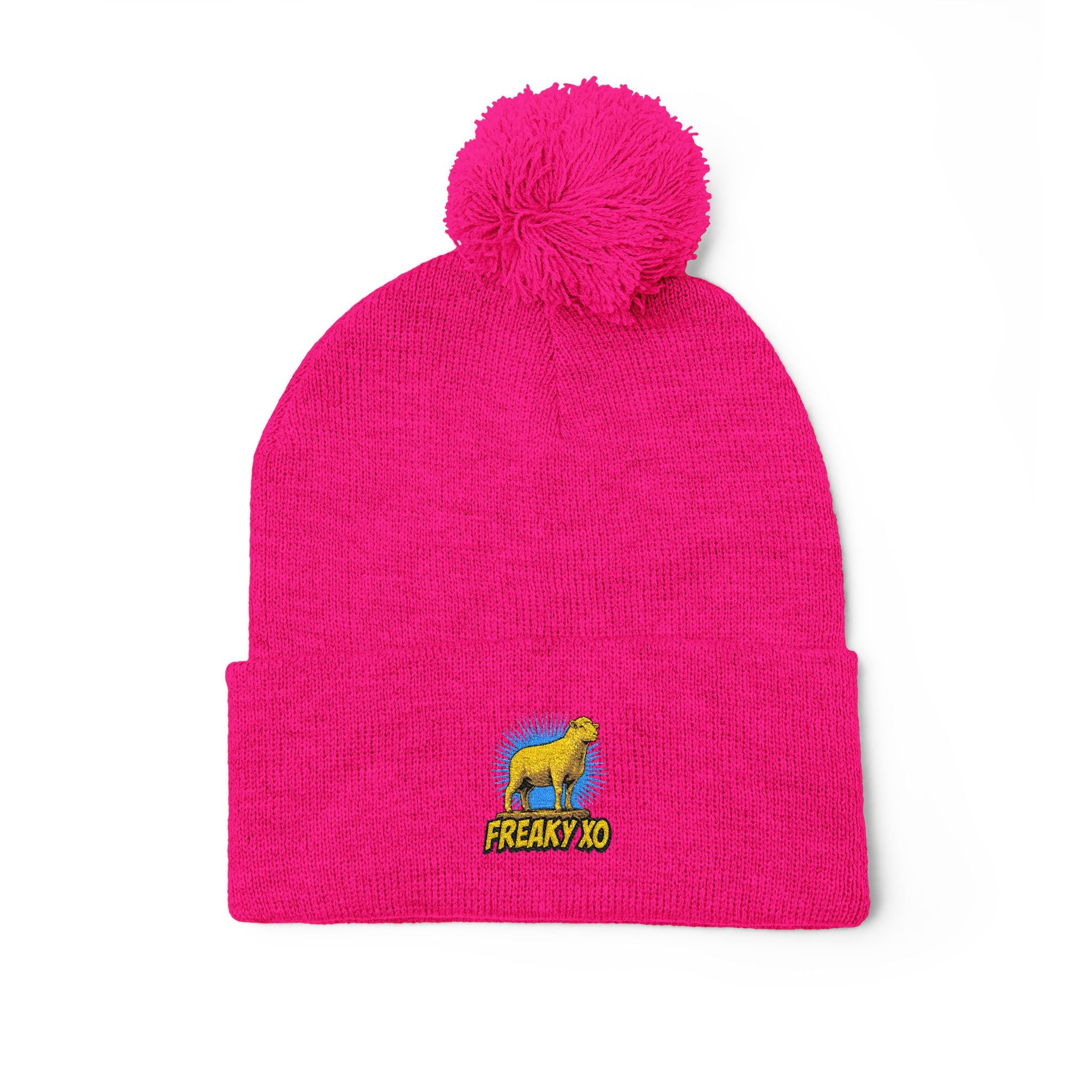 Pom-Pom Knit Cap (Embroidery)