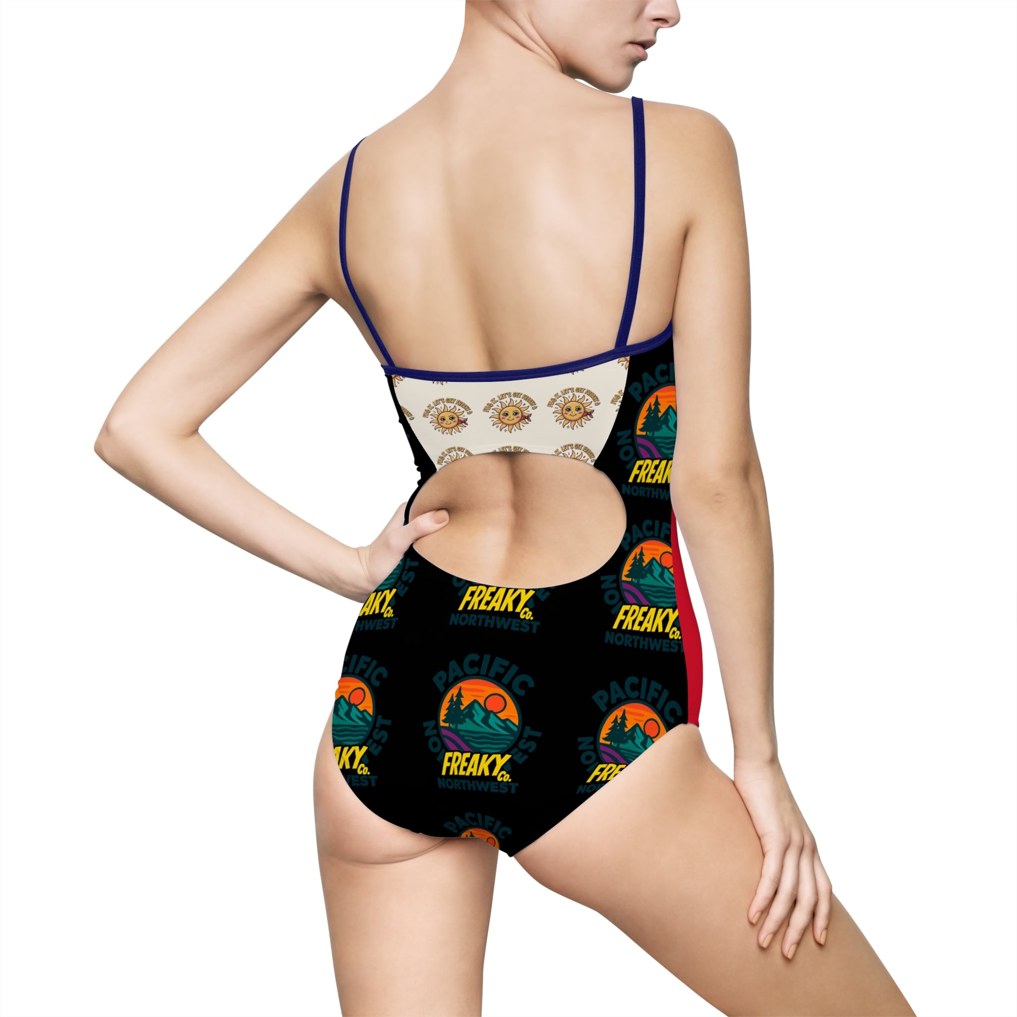 Vibrant Women's One-Piece Swimsuit - "I'm Beautiful" Design