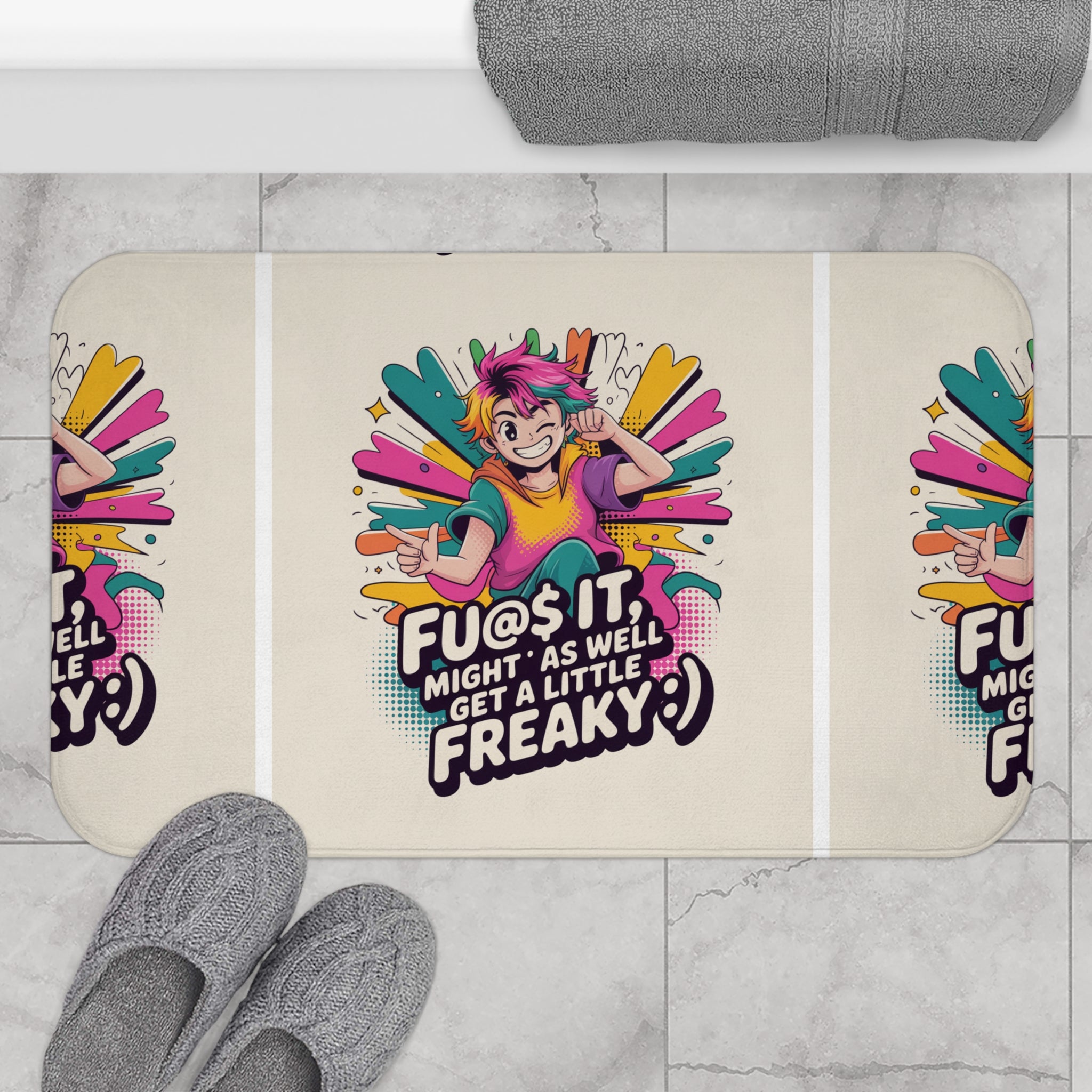 Funky Bathroom Bath Mat - "F@*s It, Might As Well Get a Little Freaky :)"
