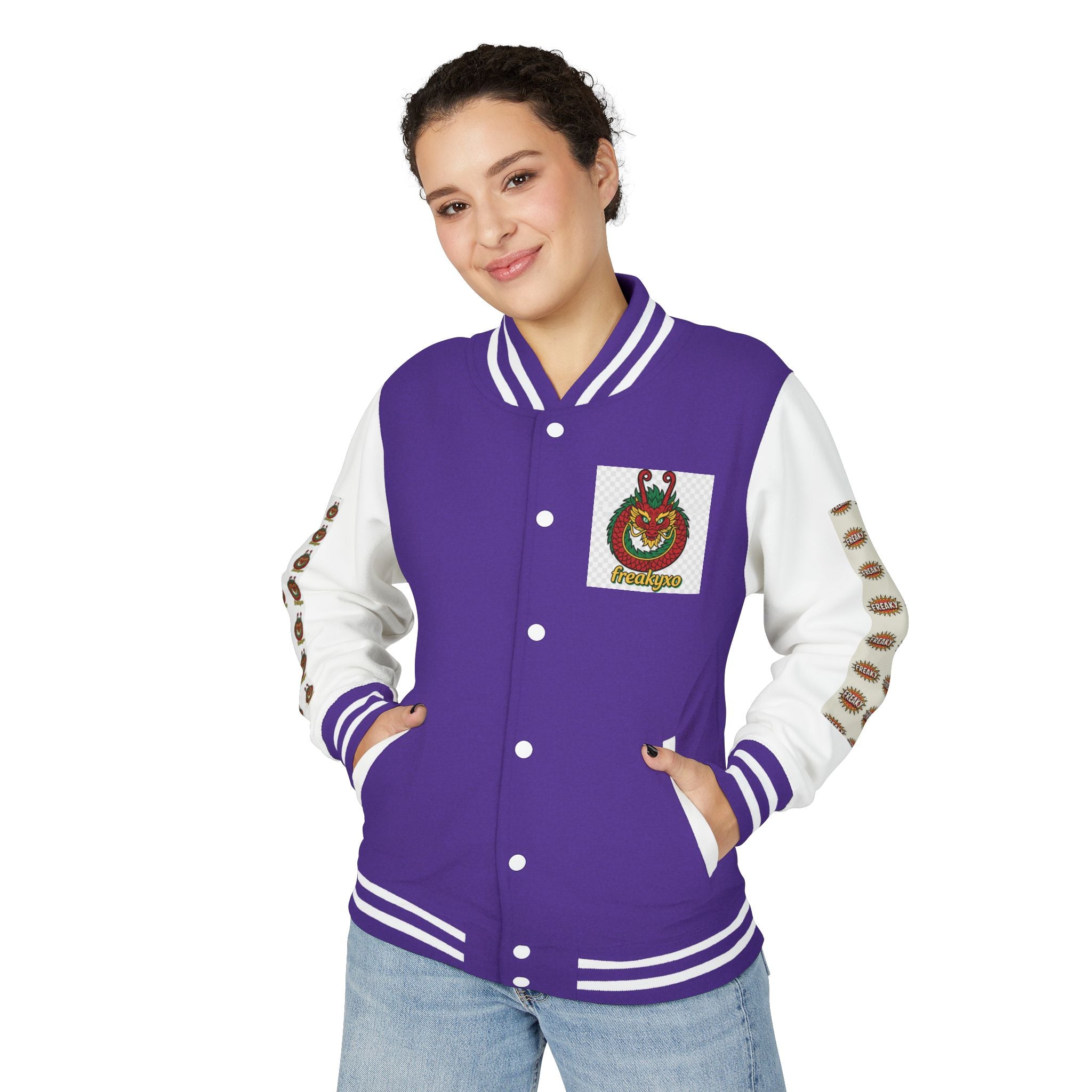 Retro Letterman Jacket with Cheerful Graphics