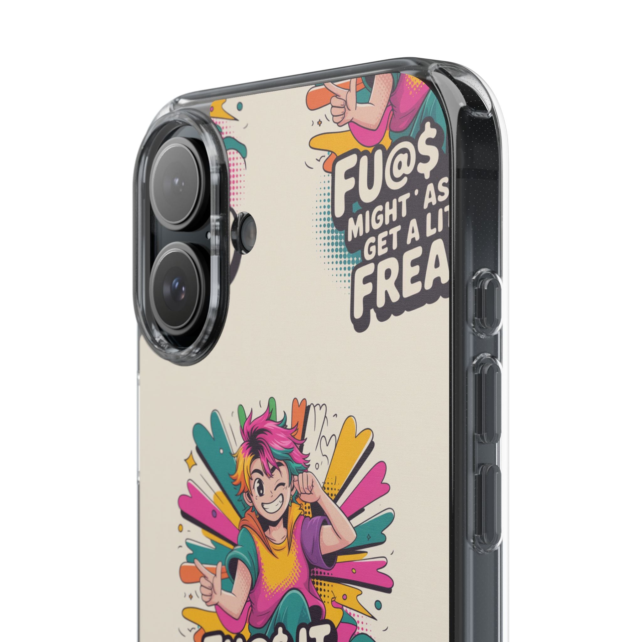 Funky Clear Phone Case with Colorful Graphic