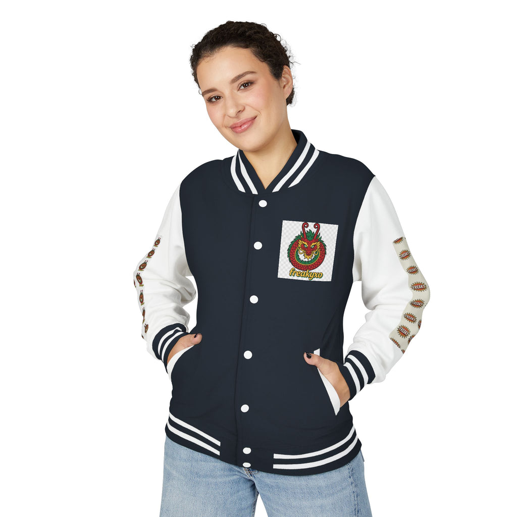 Retro Letterman Jacket with Cheerful Graphics