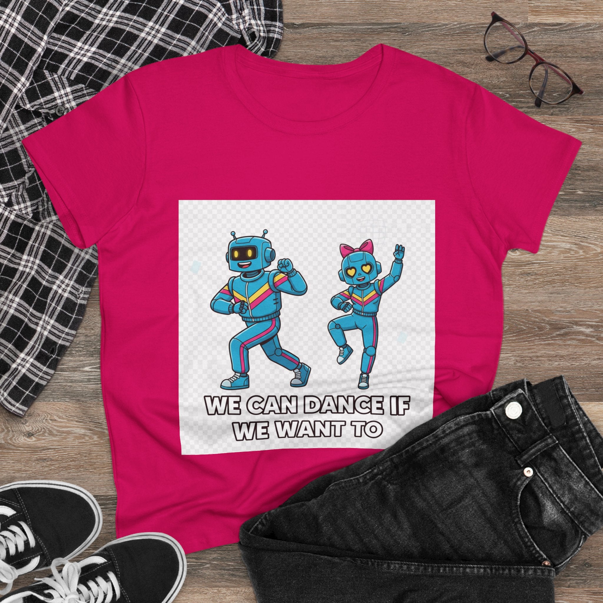 Dancing Robots Tee — “We Can Dance If We Want To” Women's Cotton T‑Shirt