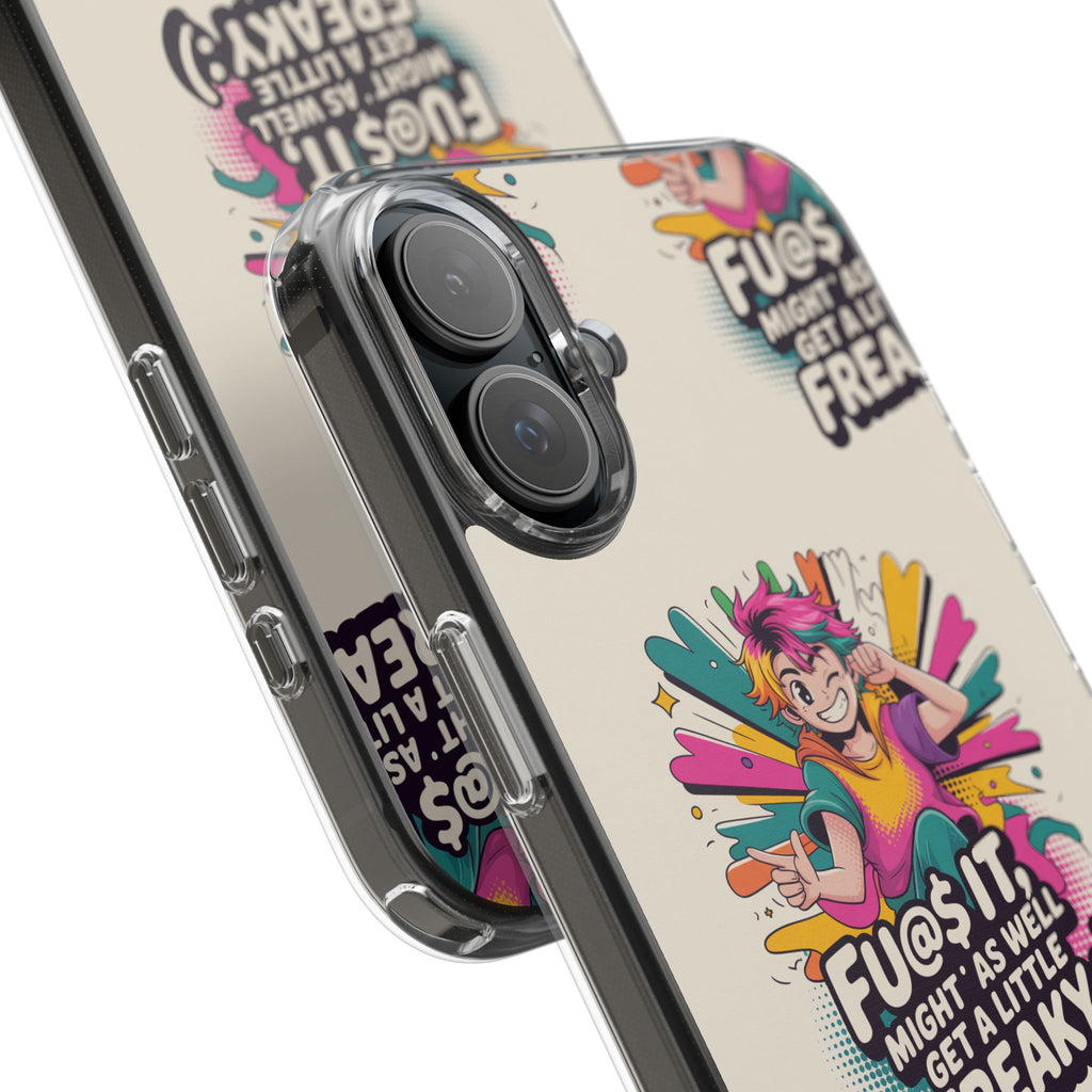 Funky Clear Phone Case with Colorful Graphic