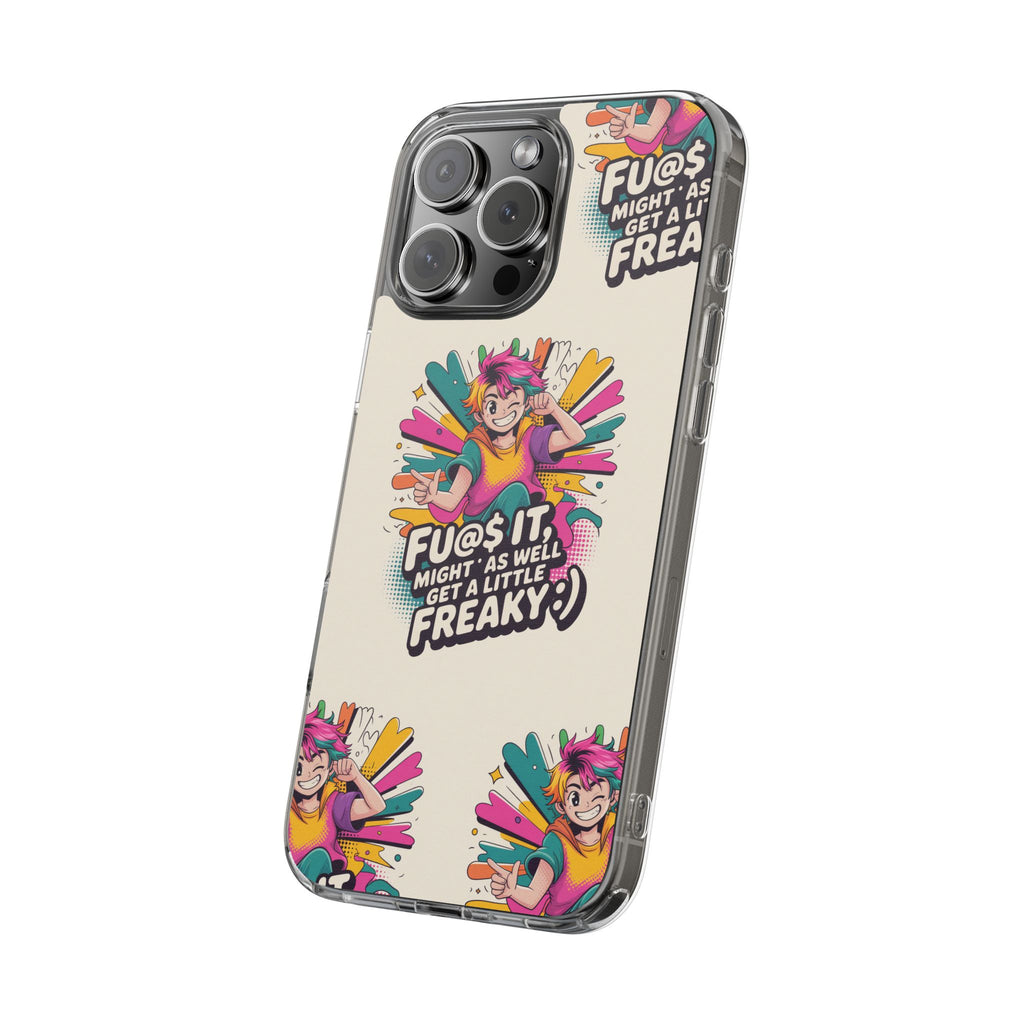 Funky Clear Phone Case with Colorful Graphic
