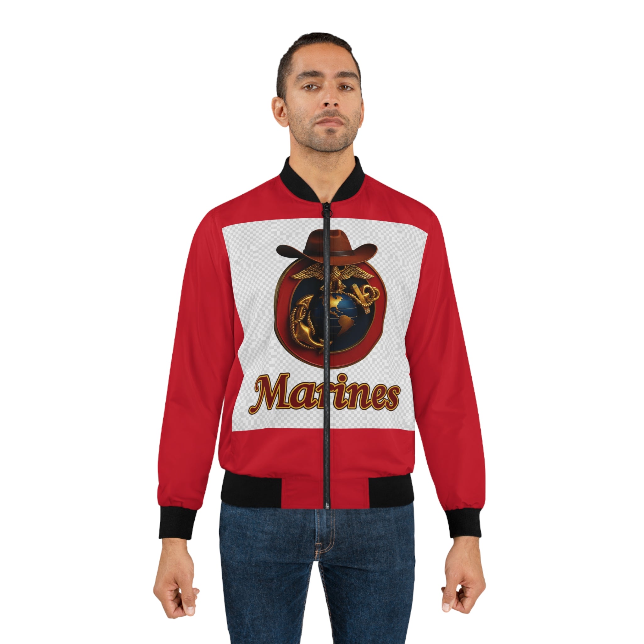 Men's Bomber Jacket - Marines AOP Red
