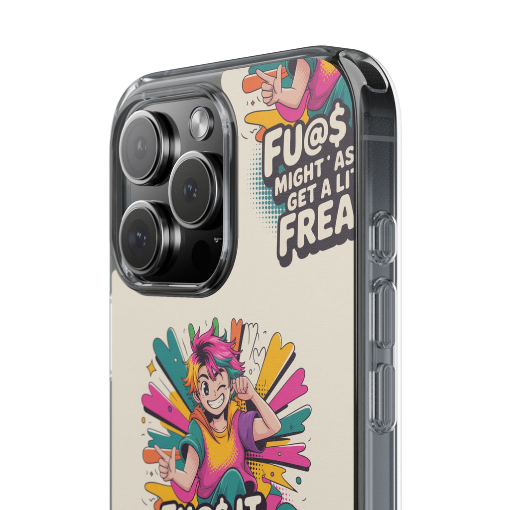 Funky Clear Phone Case with Colorful Graphic