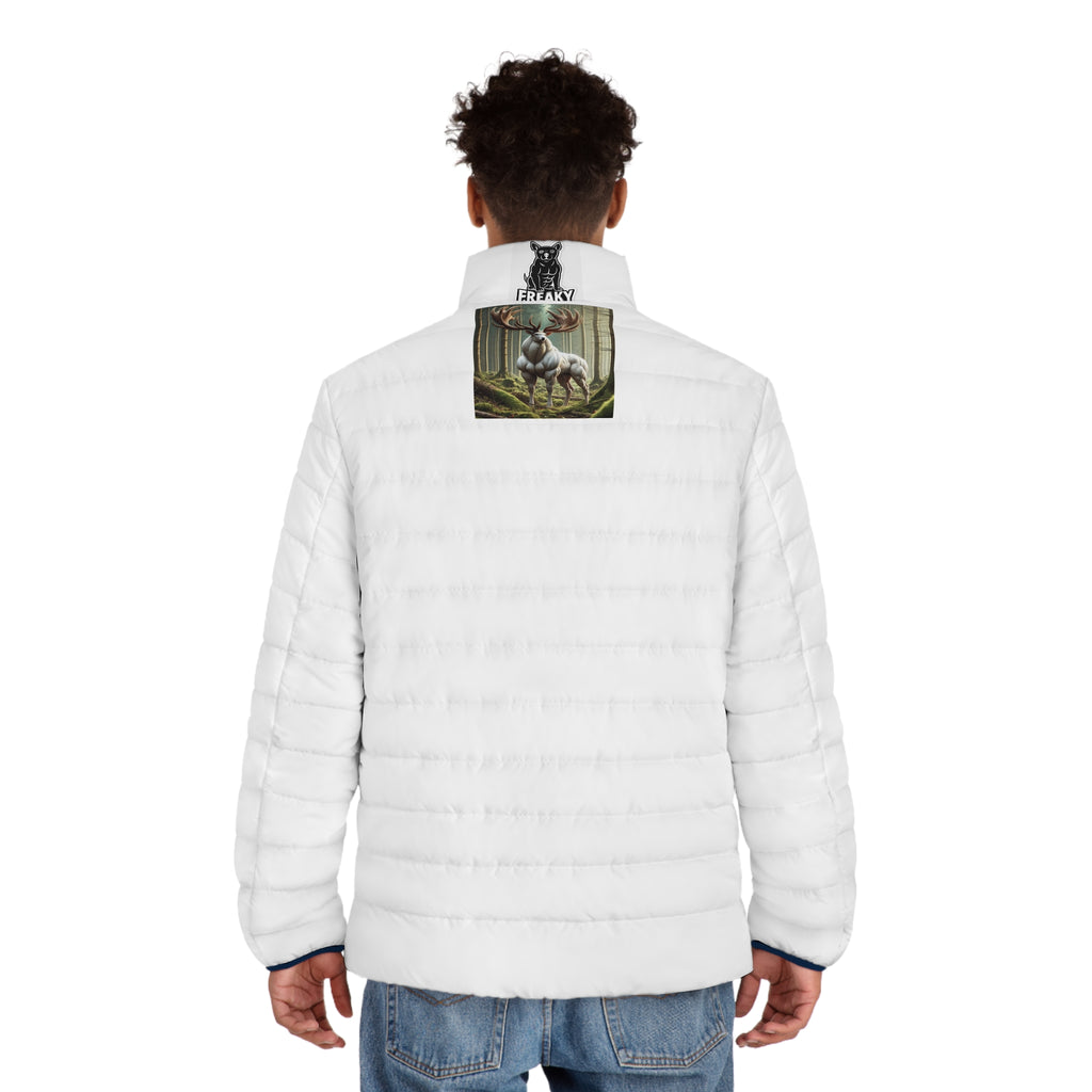 USMC Emblem Puffer Jacket — 'Here I Go' Mens Military-Inspired Coat