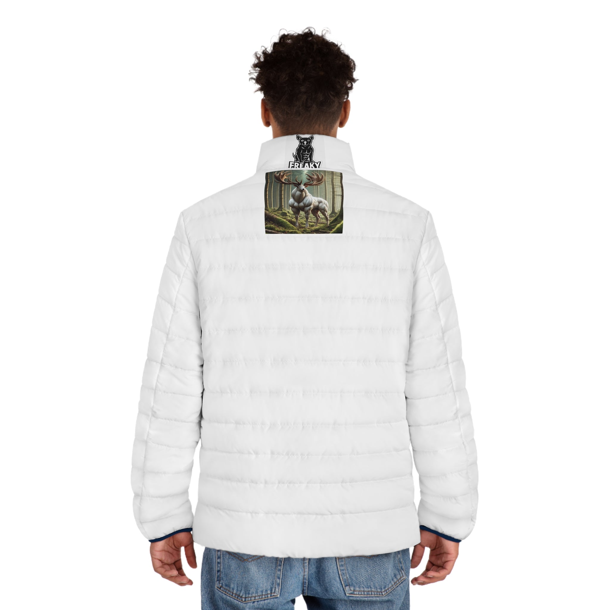 USMC Emblem Puffer Jacket — 'Here I Go' Mens Military-Inspired Coat