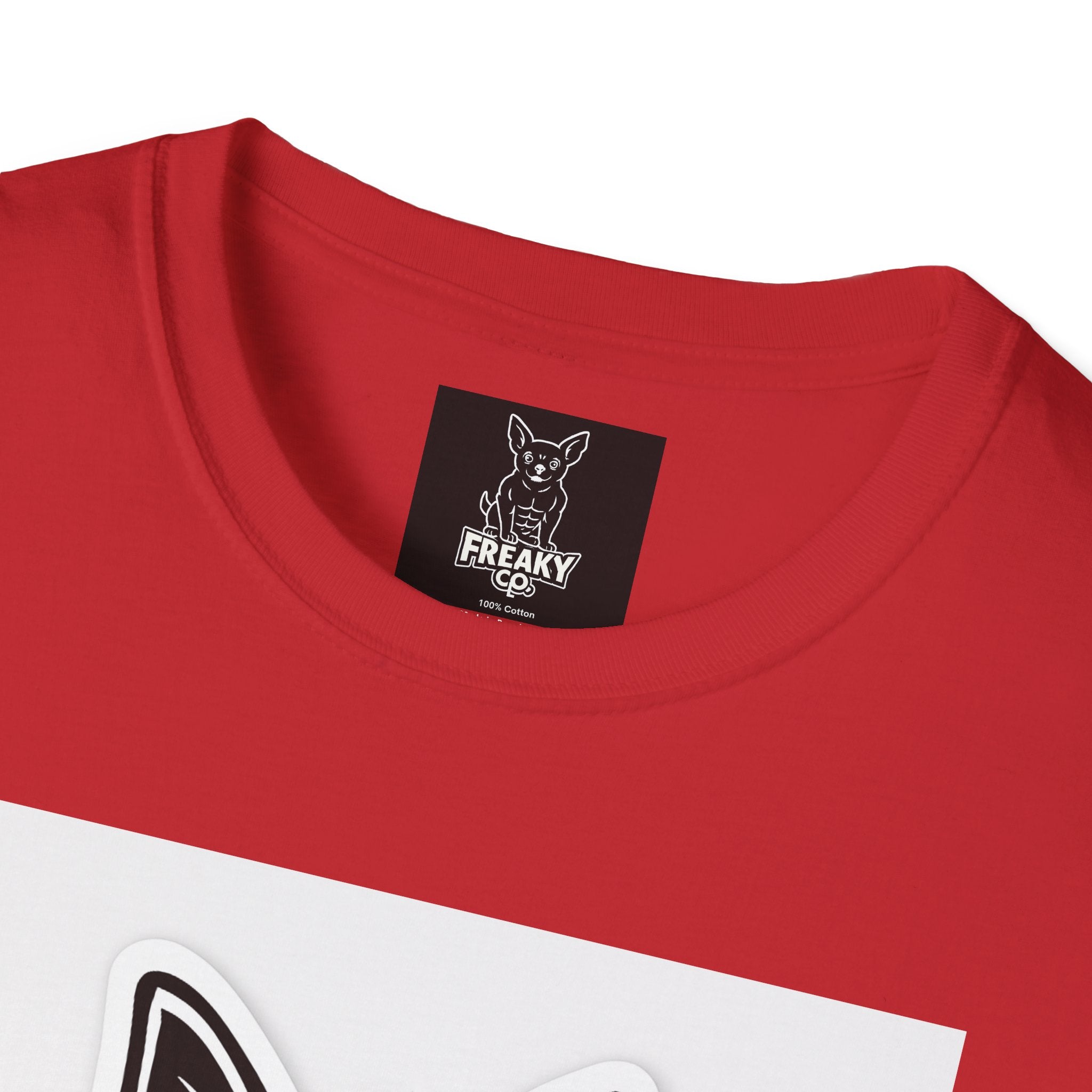 Freaky Co. Unisex Softstyle T-Shirt with Playful Chihuahua Design
