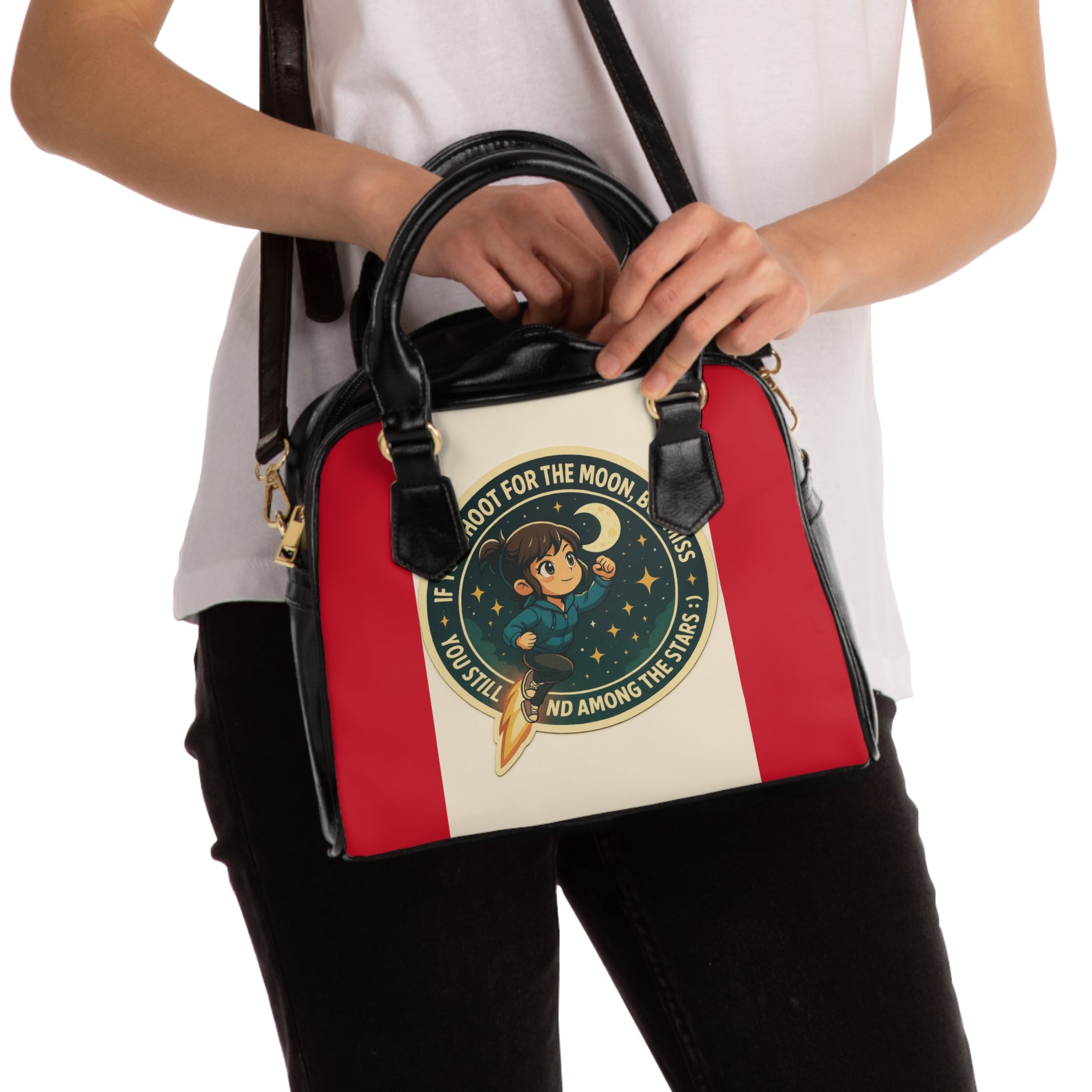 Stylish Shoulder Handbag with Space and Winner Designs
