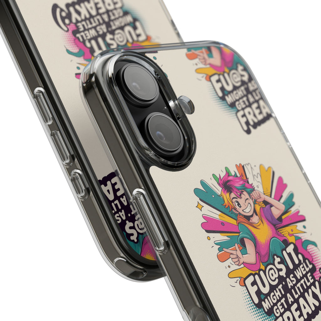 Funky Clear Phone Case with Colorful Graphic