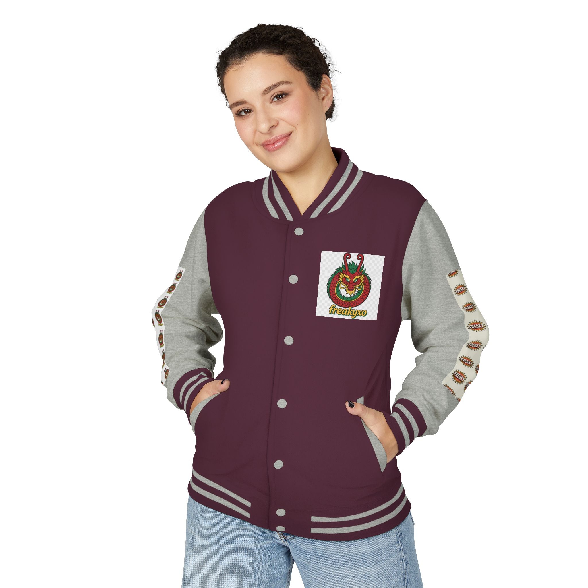 Retro Letterman Jacket with Cheerful Graphics