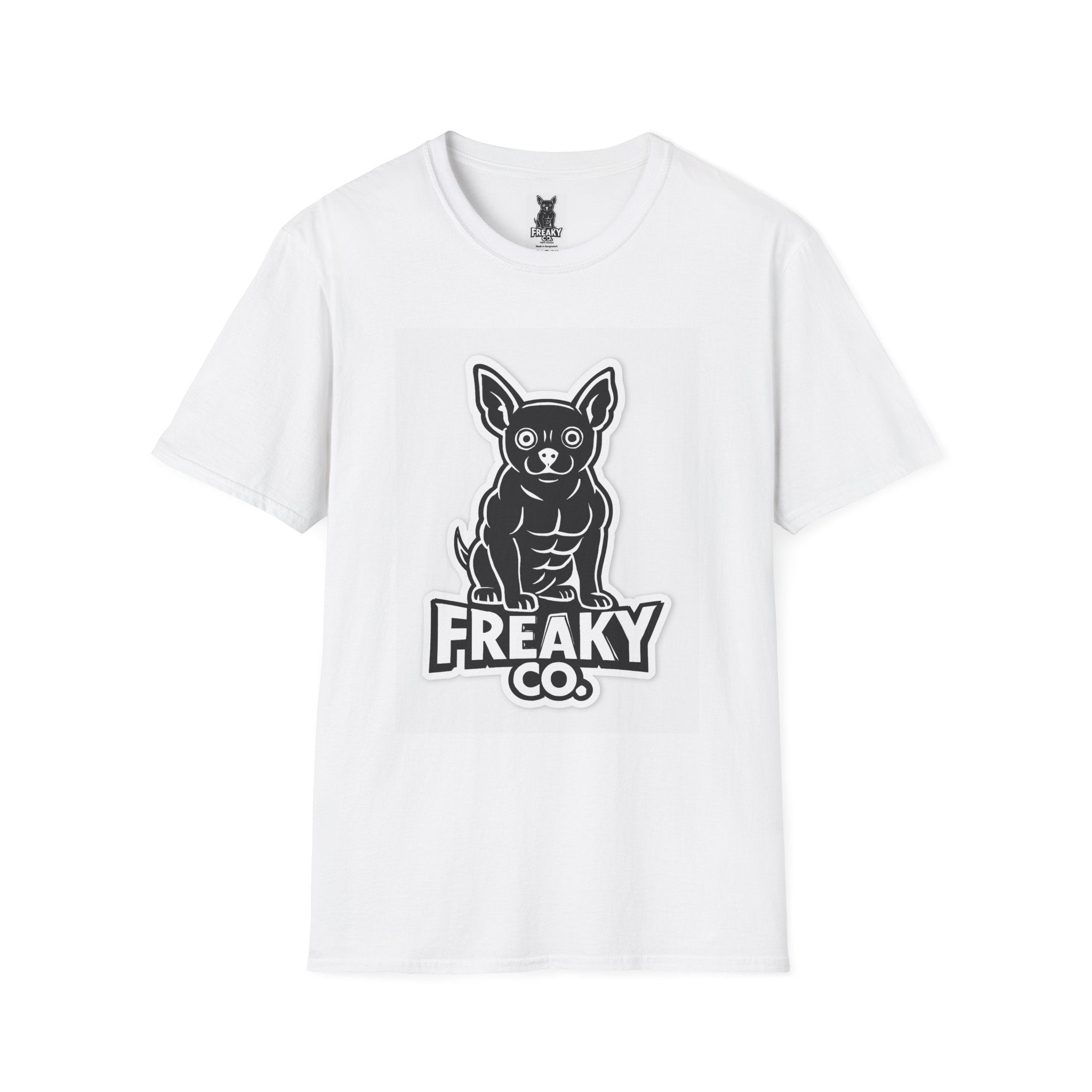 Freaky Co. Unisex Softstyle T-Shirt with Playful Chihuahua Design