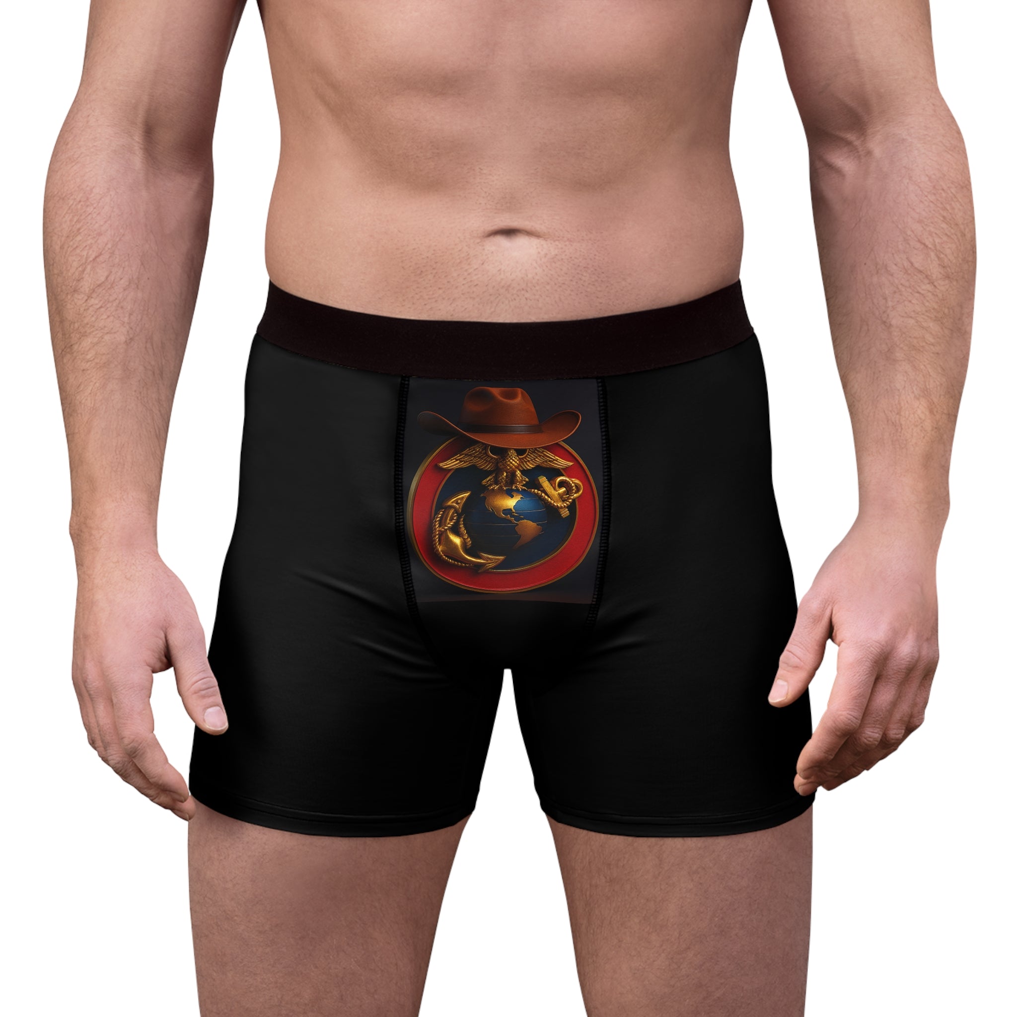 Marine-Themed Boxer Briefs - Cowboy Up Design