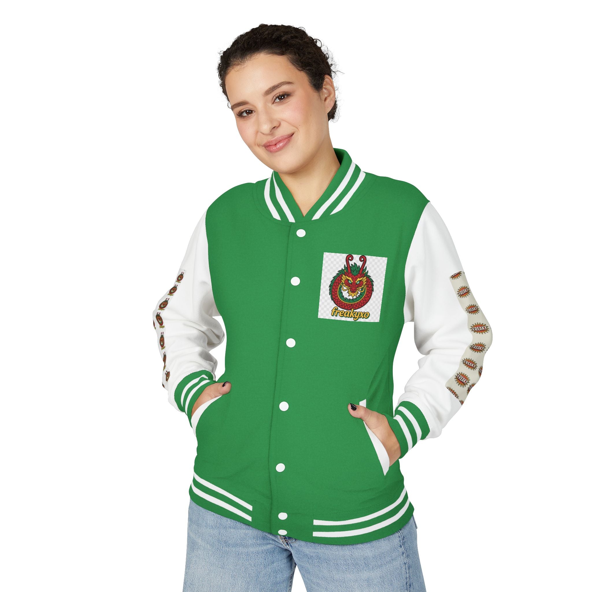 Retro Letterman Jacket with Cheerful Graphics