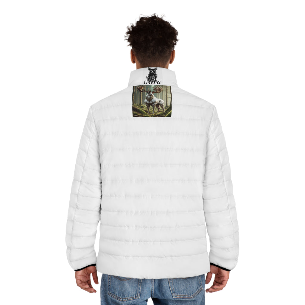 USMC Emblem Puffer Jacket — 'Here I Go' Mens Military-Inspired Coat