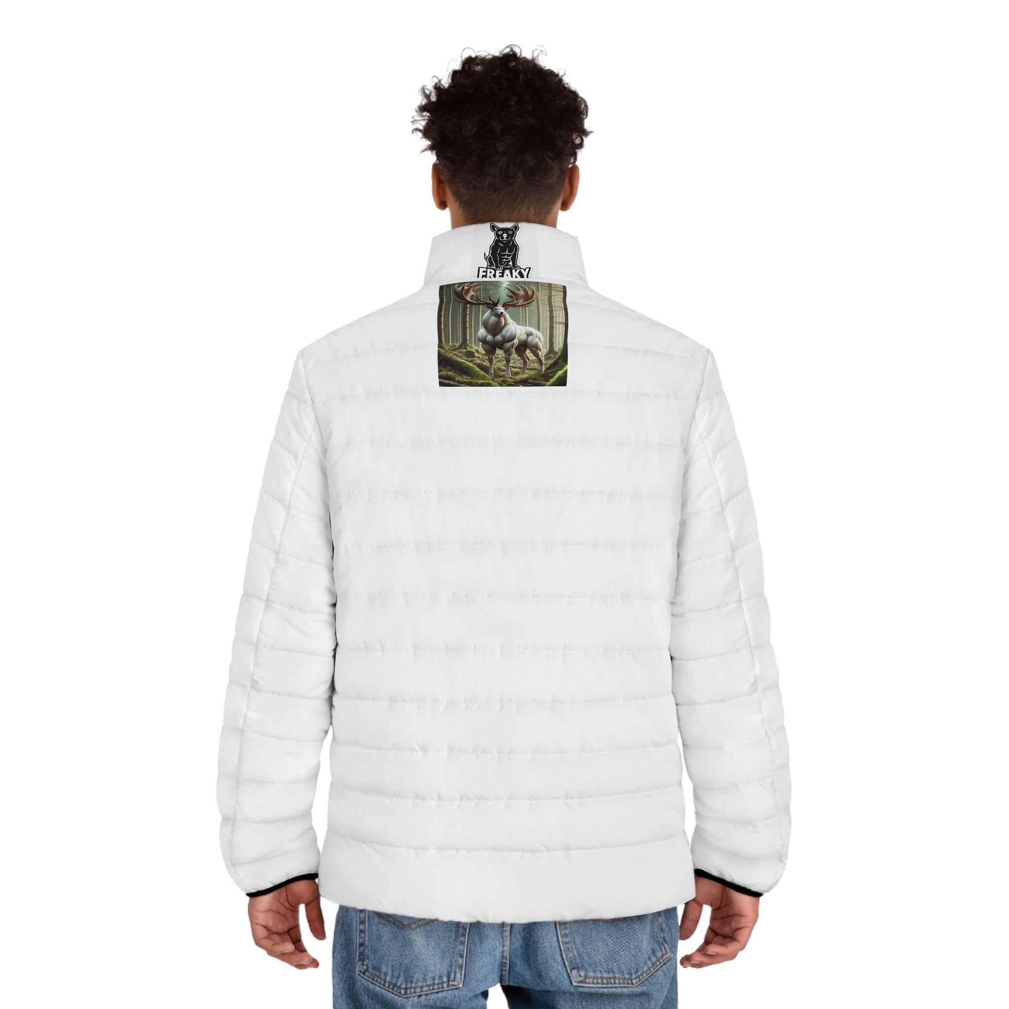 USMC Emblem Puffer Jacket — 'Here I Go' Mens Military-Inspired Coat